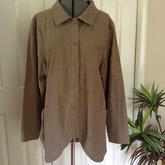 Dorman Linen Hi Lo Hemline Shirt Jacket - Picture 2 of 8